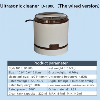 800ml Mini Portable Ultrasonic Cleaner For Jewelry Watches Glasses D-1800