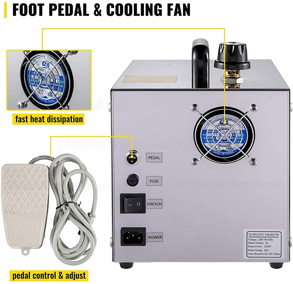 2L Jewelry Steam Cleaning Machine Gold Sliver Jewelry Steam Cleaner 1300W Stainless Steel