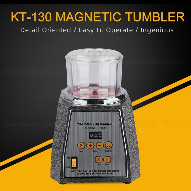 KT-130 Jewelry Magnetic Polishing Tumbler Jewelry Polisher Finishing Machine Jewelry Surface Polishing Grinding Cleaning