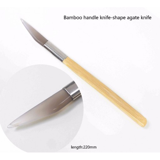 10Pcs Agate Burnisher Polishing Knife Edge With Bamboo Handle Jewelry Making Tools