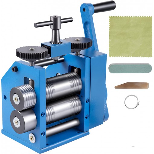 Manual Jewelry Rolling Mill Machine 4.4"/112mm Combination Rolling Mill for Jewelry Sheet Square Semicircle Circle Pattern