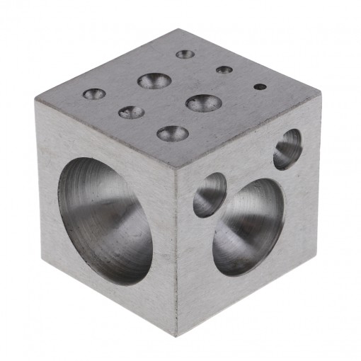 Jewelery Dapping Block With 18 Round Cavities 2" Polished Iron Heavy Duty Jewelers Dapping Block