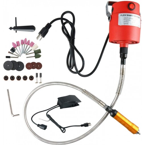 560W 1/4"HP Jewelry Electric Flex Shaft Hanging Grinder 23000RPM Flex Shaft Motor Flexshaft Machine Jewelry Polishing Kit