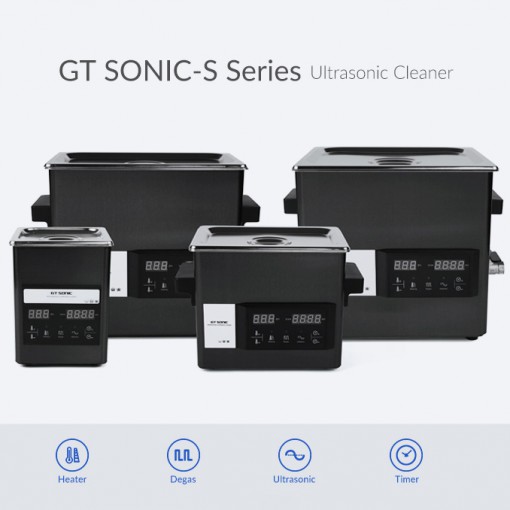 GT SONIC S-Series 2-9L Touch Panel Ultrasonic Cleaner 50-200W with Hot Water Cleaning