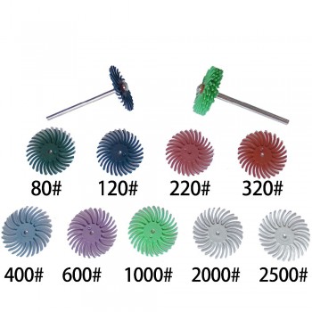 10Pcs 1" Radial Bristle Disc with 1 mandrel Abrasive Brush For Jewelry Metal Polishing Rotary Tool Accessories