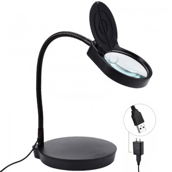 5X Magnifying Desk Lamp Magnifying Glasses with Light and Stand Foldable Magnifier with 38 LED Light