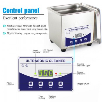 1.3L Mini Industry Heated Ultrasonic Cleaner Heater Timer Stainless Steel
