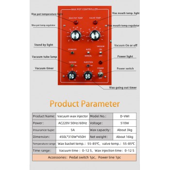 510W Mini Vacuum Wax Injector Wax Injection Machine Wax Melting Machine D-VWI