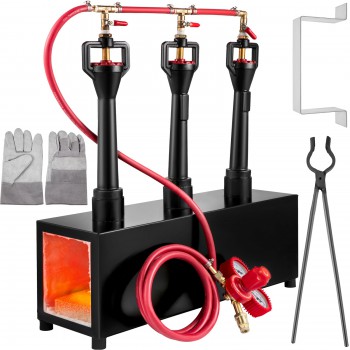 Portable Jewelry Making Gas Propane Forge Furnace Burner Three Burners Metal Equipment