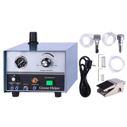 60W Double-Handle Graver Helper Jewelry Pneumatic Engraving Machine 100-4000RPM