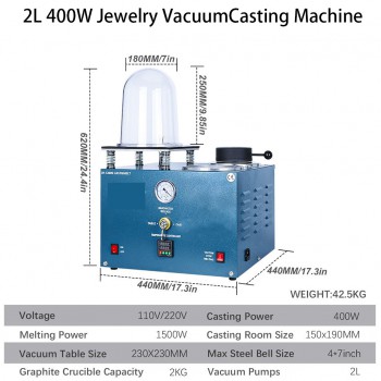 2L /4L / 6L Lost Wax Method Jewelry Vacuum Investing Casting Machine