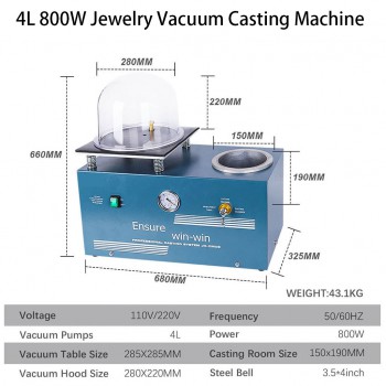 2L /4L / 6L Lost Wax Method Jewelry Vacuum Investing Casting Machine