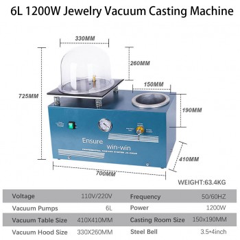 2L /4L / 6L Lost Wax Method Jewelry Vacuum Investing Casting Machine