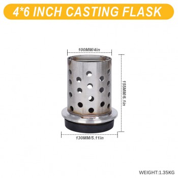 4 Inches Stainless Steel Vacuum Casting Flask with Perforated Flanged Design