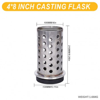 4 Inches Stainless Steel Vacuum Casting Flask with Perforated Flanged Design