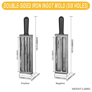 Double-Sided Iron Ingot Molds with Handle for Gold Silver Metal Melting Casting