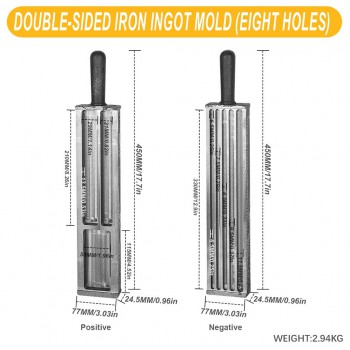 Double-Sided Iron Ingot Molds with Handle for Gold Silver Metal Melting Casting