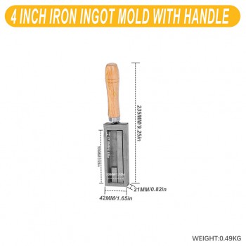 Iron Ingot Molds Part with Wooden Handle for Gold Silver Metal Melting Casting