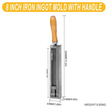 Iron Ingot Molds Part with Wooden Handle for Gold Silver Metal Melting Casting