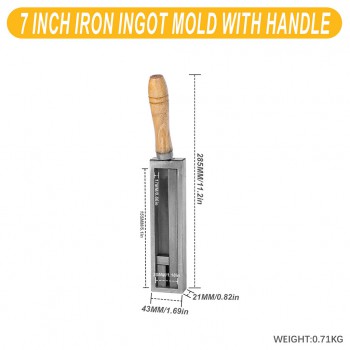 Iron Ingot Molds Part with Wooden Handle for Gold Silver Metal Melting Casting