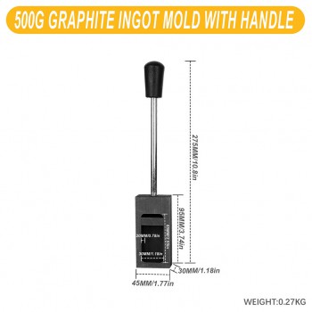 500g / 1000g/  2000g / 5000g Graphite Ingot Molds with Handle for Gold Silver Metal Melting Casting
