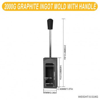 500g / 1000g/  2000g / 5000g Graphite Ingot Molds with Handle for Gold Silver Metal Melting Casting