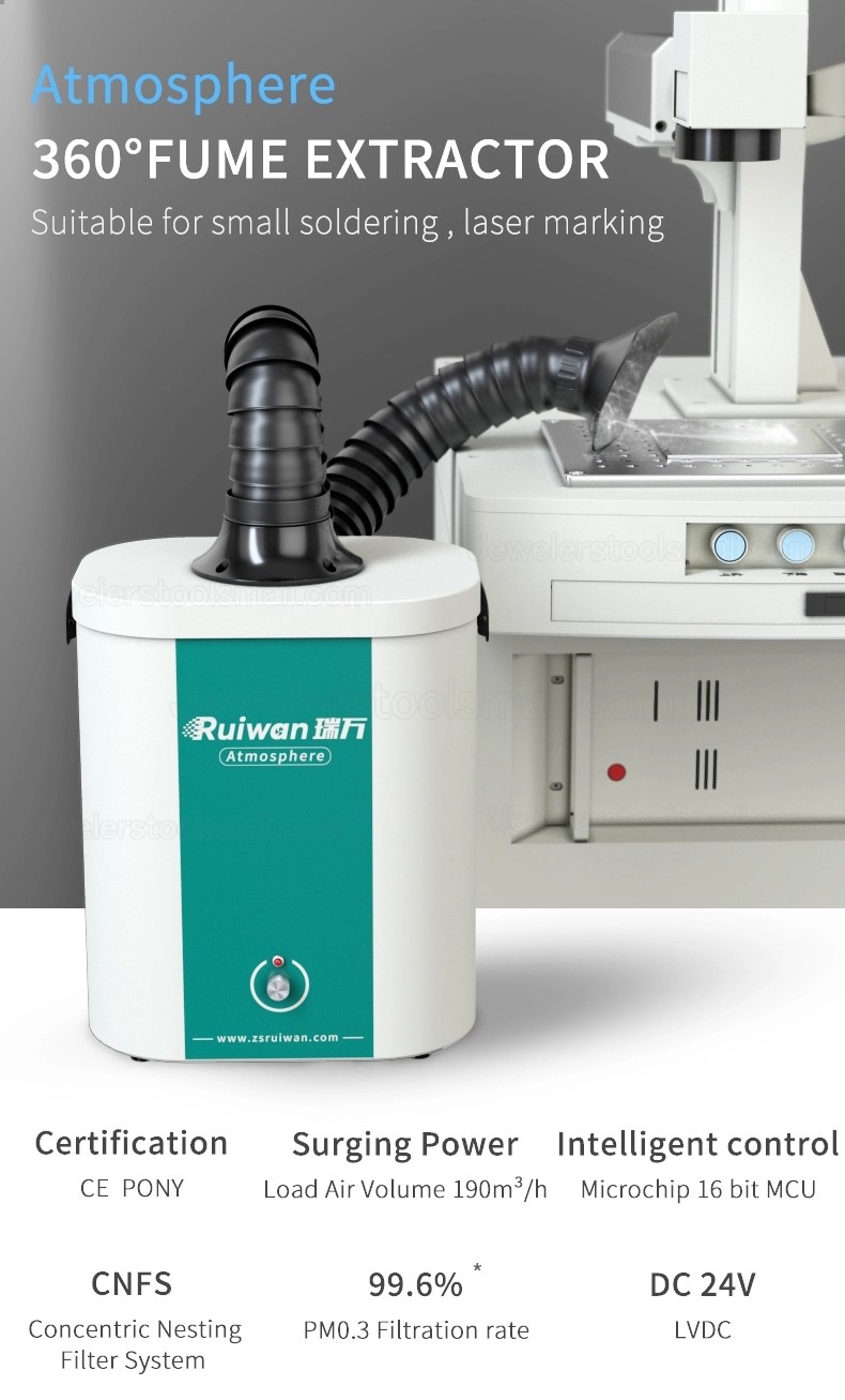 Ruiwan AT001 80W Portable Mini Fume Extractor Atmosphere for Industry Soldering Laser Making Laser Cosmetic