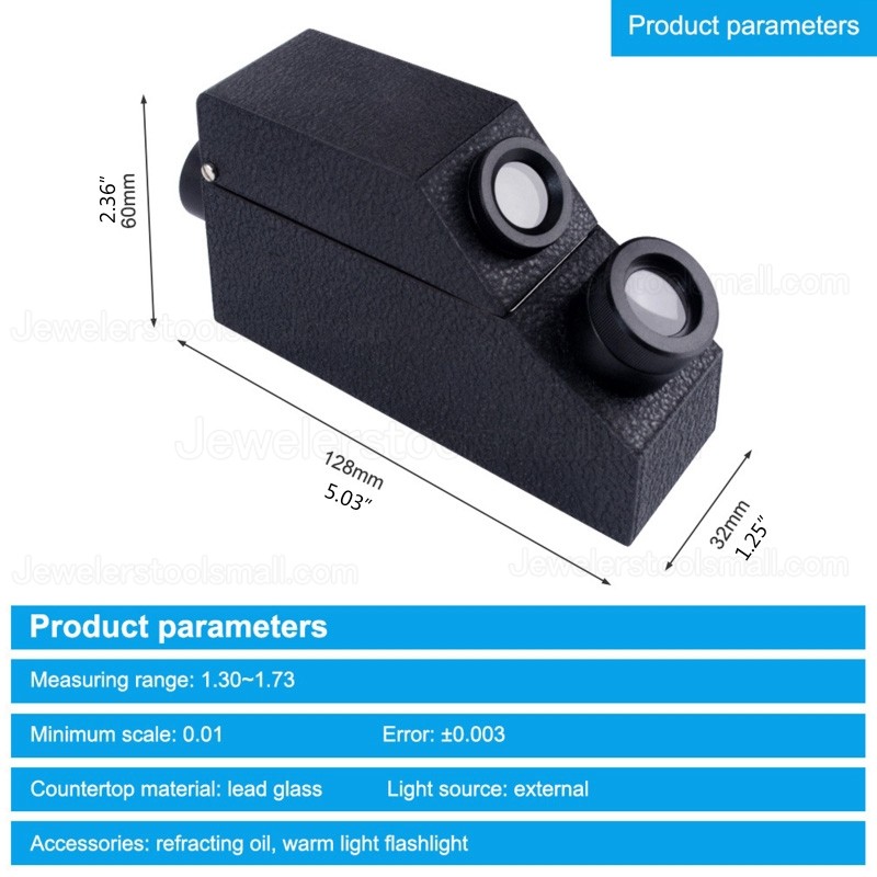 Gem Refractometer Gemstone ldentification LED Light Diamond Detector Jewelry Testing Tools