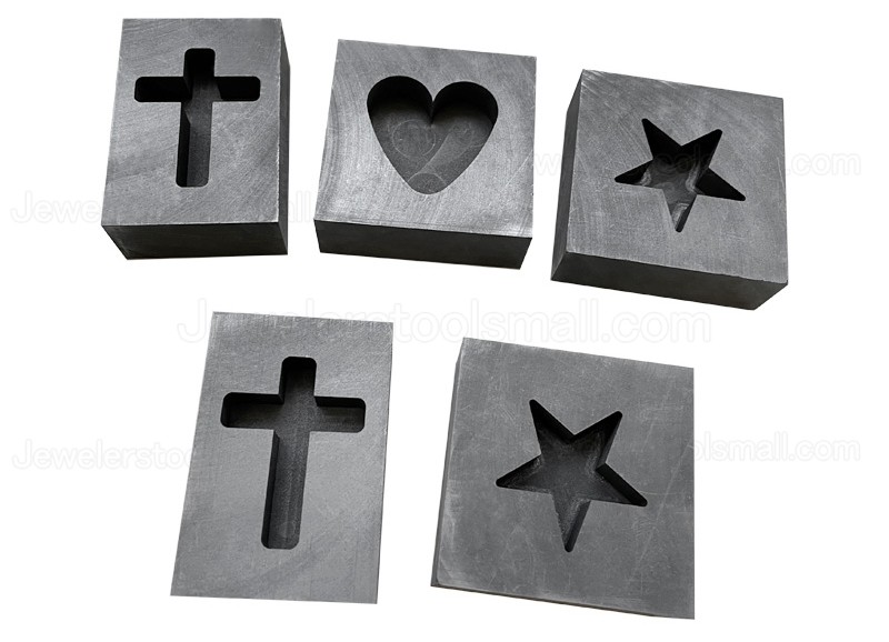 Small Graphite Ingot Bar Mold Cross Shape Mould Crucible for Melting Gold Silver