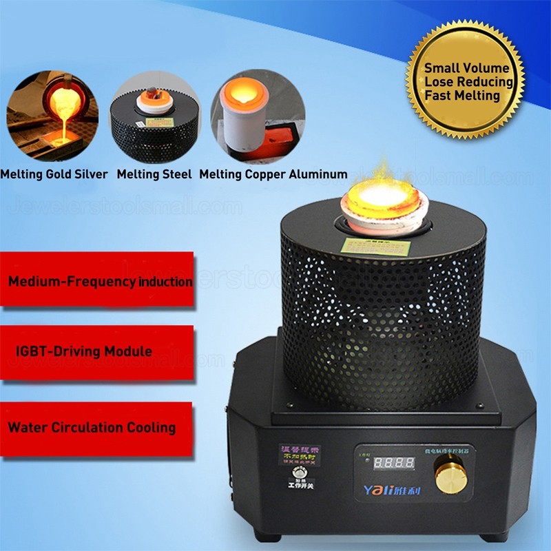 4KG Small Gold Melting Induction Machine Furnace For Melting Bronze Steel Iron Silver Copper