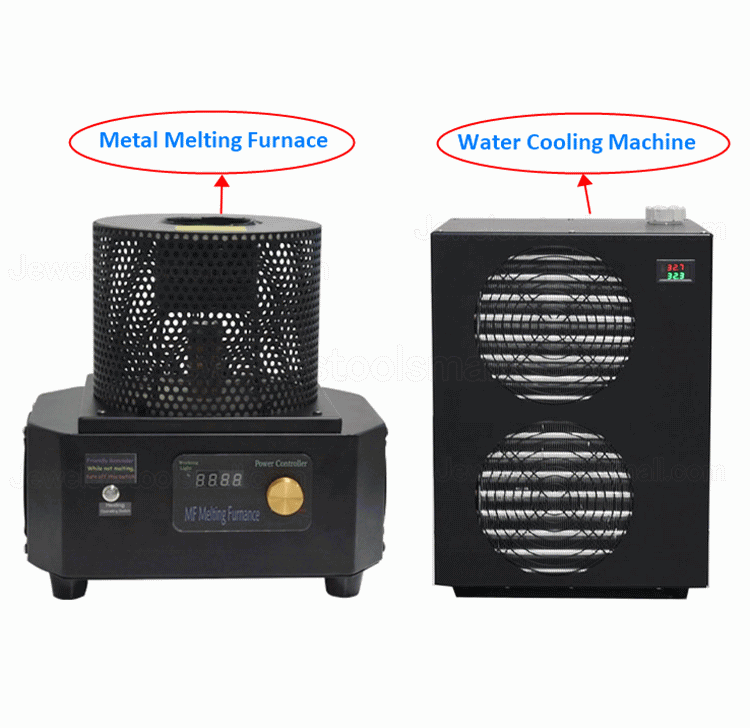 4KG 1600 Degree Gold Melting Induction Machine Furnaces For Melting Bronze Steel Iron Silver Copper with Water Chiller