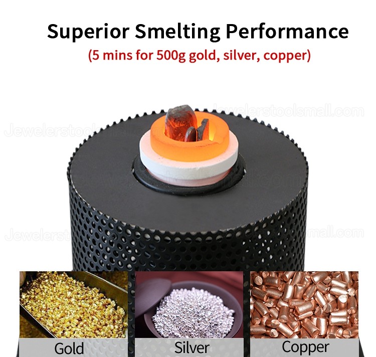 1KG 2KG 3KG 1400 to 1600 Degree Mini Portable Induction Melting Furnace For Gold Silver Steel Smelting Machine