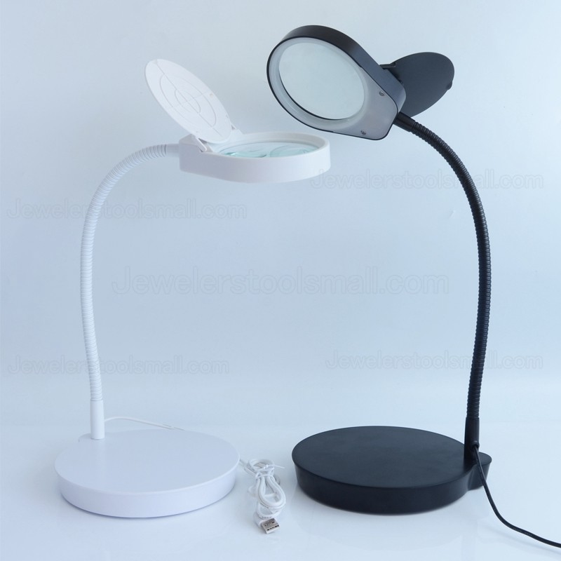 5X Magnifying Desk Lamp Magnifying Glasses with Light and Stand Foldable Magnifier with 38 LED Light