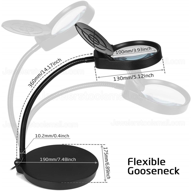 5X Magnifying Desk Lamp Magnifying Glasses with Light and Stand Foldable Magnifier with 38 LED Light
