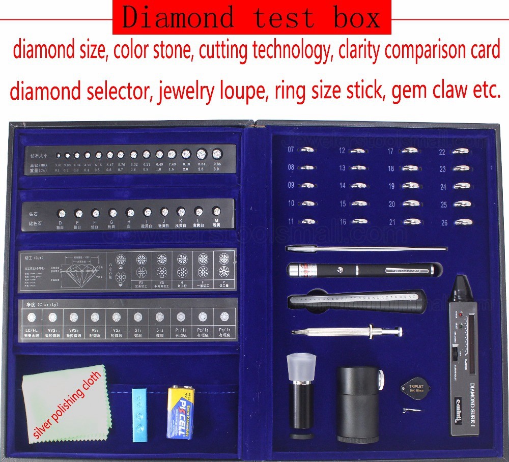 Professional Diamond Tester Tools Set with Clarity Size Color Cutting Testing Jewelry Tester Tools Kit