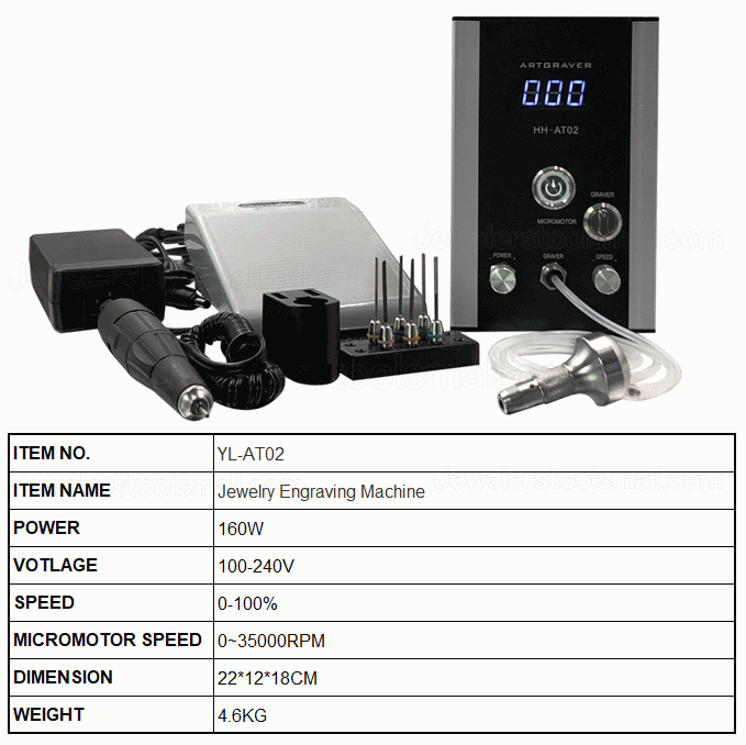 100W Jewelry Rotary Engraving Machine Portable Jewellery Engraver For Jewelry Making No Need Compressor