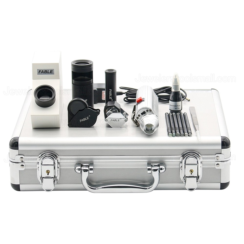 Portable Gemstone Travel Lab Gemological Laboratory Jewelry Testing Identification Tools with 8 Kinds Gemology Identify Tools