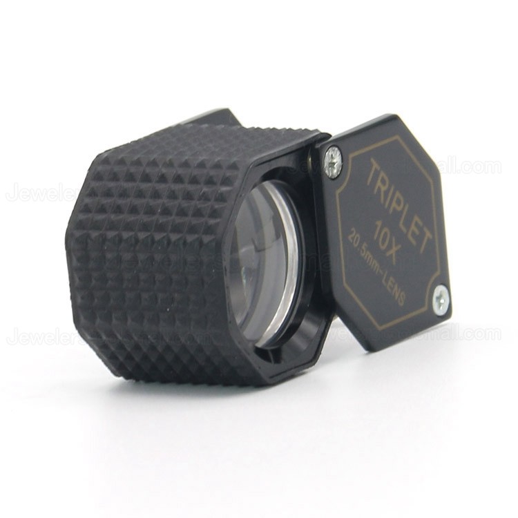 Handheld Pocket Gem Lens Eye loupe Fable Brand Triplet 10x Loupe with Rubber Coating