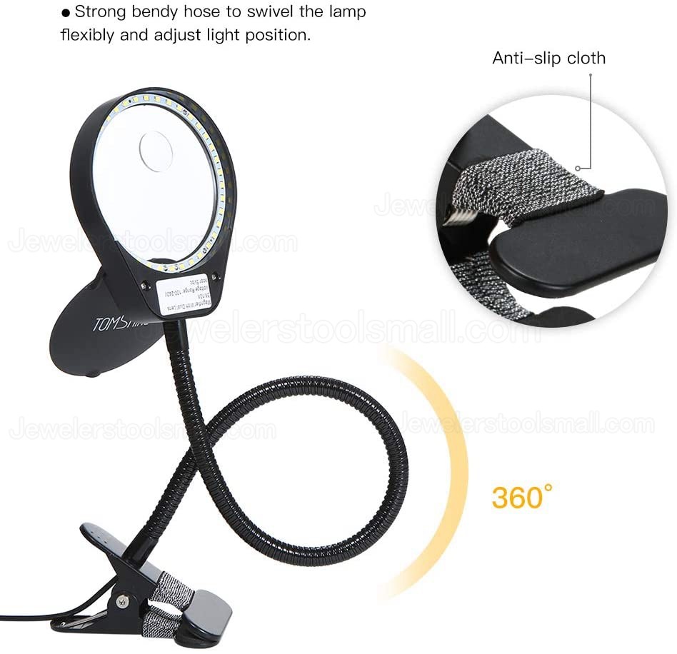 Magnifying Glass Lamp 3X 10X Stepless Dimmable LED Magnifying Lamp with Dust Cover Metal Clamp for Crafts Reading Workbench Jeweler Repair