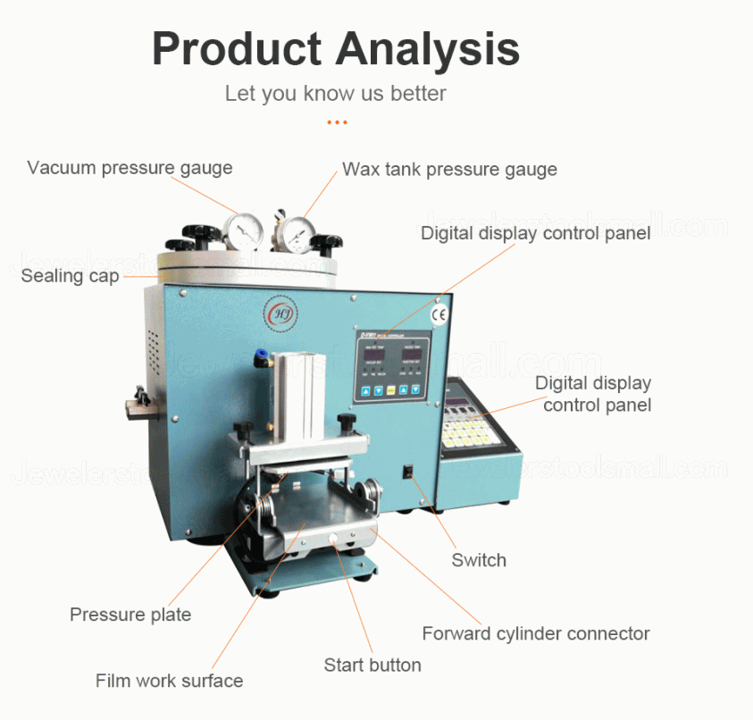 Jewelry Rubber Mold Making Tools Digital Vacuum Wax Injector Machine