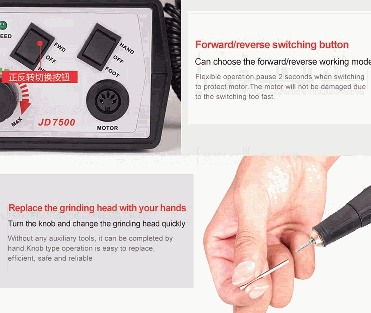 35000Rpm Portable Jewelry Micro Motor Drilling Polishing Gem Stone Carving Machine