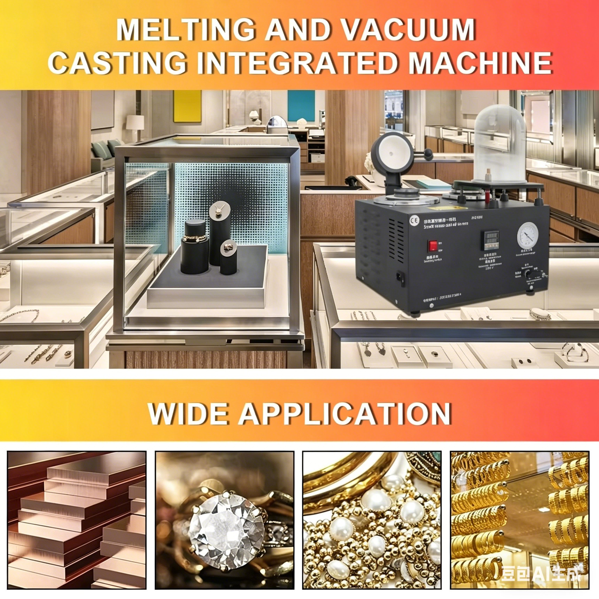 2000W 1250°C Digital Jewelry Vacuum Casting Machine Lost Wax Casting Jewelry