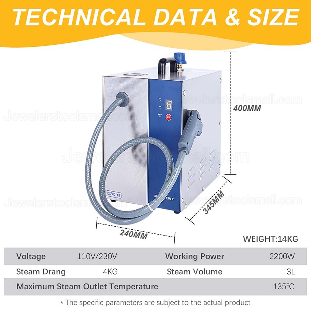 3L 2200W Portable Jewelry Steam Cleaner Machine with Steam Gun ...