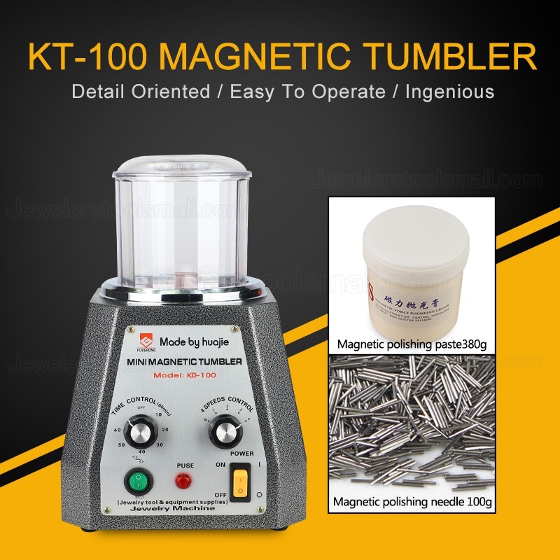 Jewelry Magnetic Tumbler Jewelry Polisher Finisher 2000RPM Magnetic Grinding and Polishing Machine 4 Speeds Control KT-100