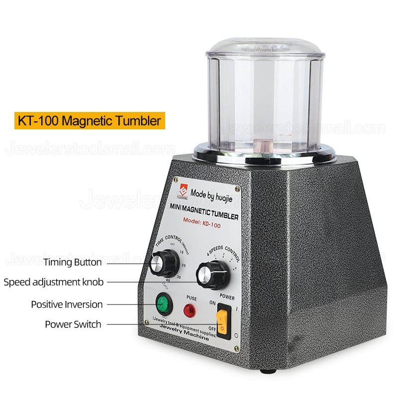 Jewelry Magnetic Tumbler Jewelry Polisher Finisher 2000RPM Magnetic Grinding and Polishing Machine 4 Speeds Control KT-100