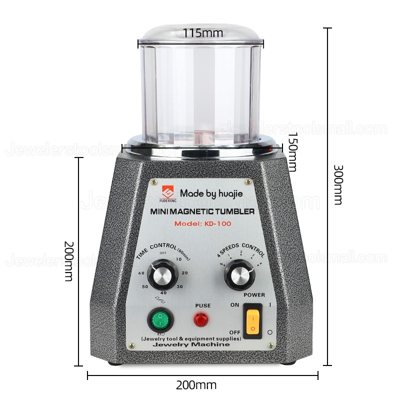 Jewelry Magnetic Tumbler Jewelry Polisher Finisher 2000RPM Magnetic Grinding and Polishing Machine 4 Speeds Control KT-100