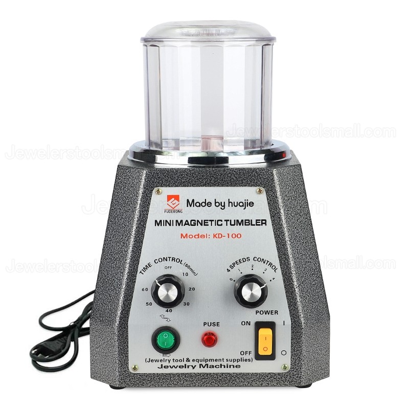 Jewelry Magnetic Tumbler Jewelry Polisher Finisher 2000RPM Magnetic Grinding and Polishing Machine 4 Speeds Control KT-100