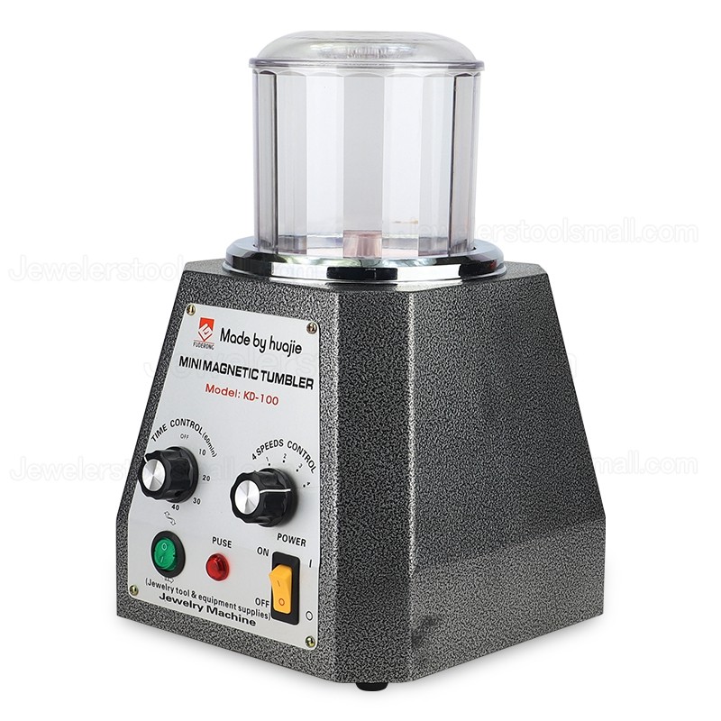 Jewelry Magnetic Tumbler Jewelry Polisher Finisher 2000RPM Magnetic Grinding and Polishing Machine 4 Speeds Control KT-100