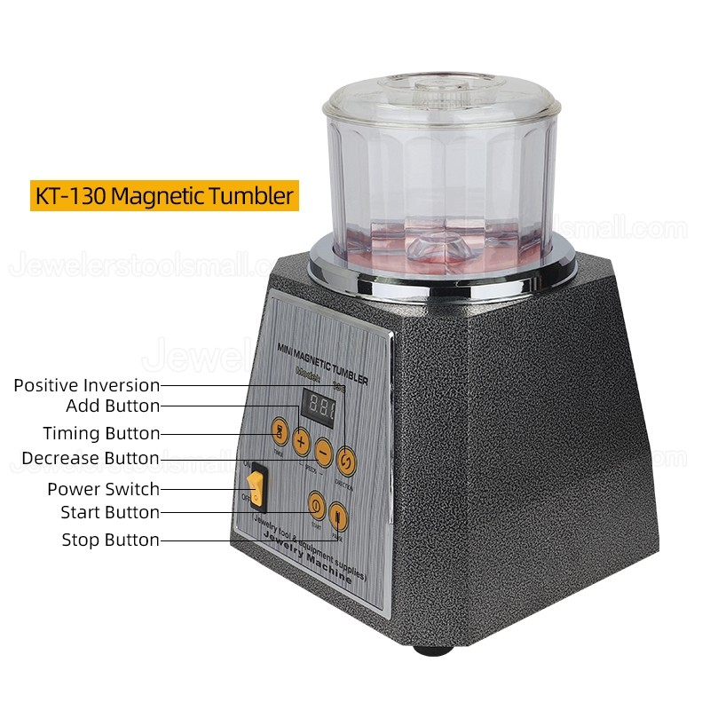 KT-130 Jewelry Magnetic Polishing Tumbler Jewelry Polisher Finishing Machine Jewelry Surface Polishing Grinding Cleaning