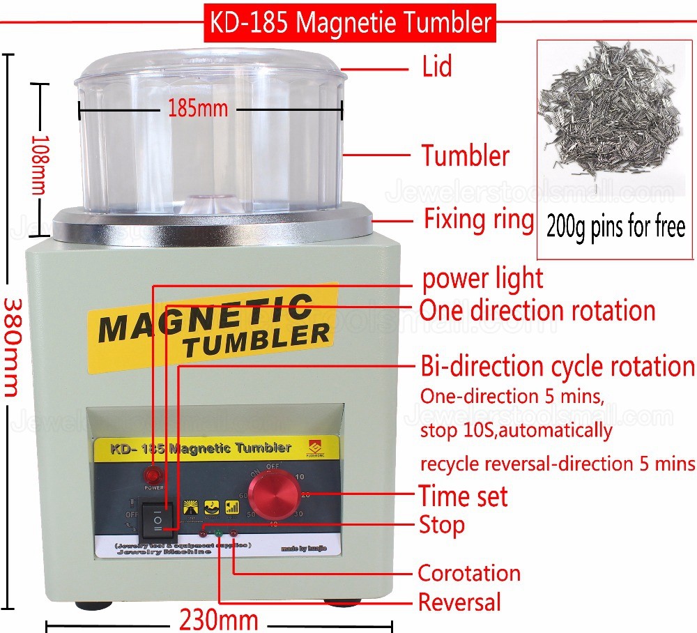 Jewelry Magnetic Tumbler 2000 RPM Finisher 7.3 inch Magnetic Polisher with Adjustable Speed KT185